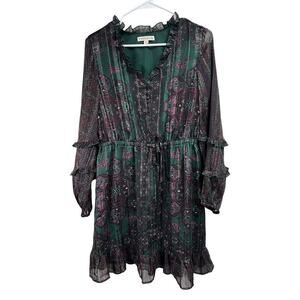 Frye & Co LS Floral Fit & Flare Button Front Dress Medium